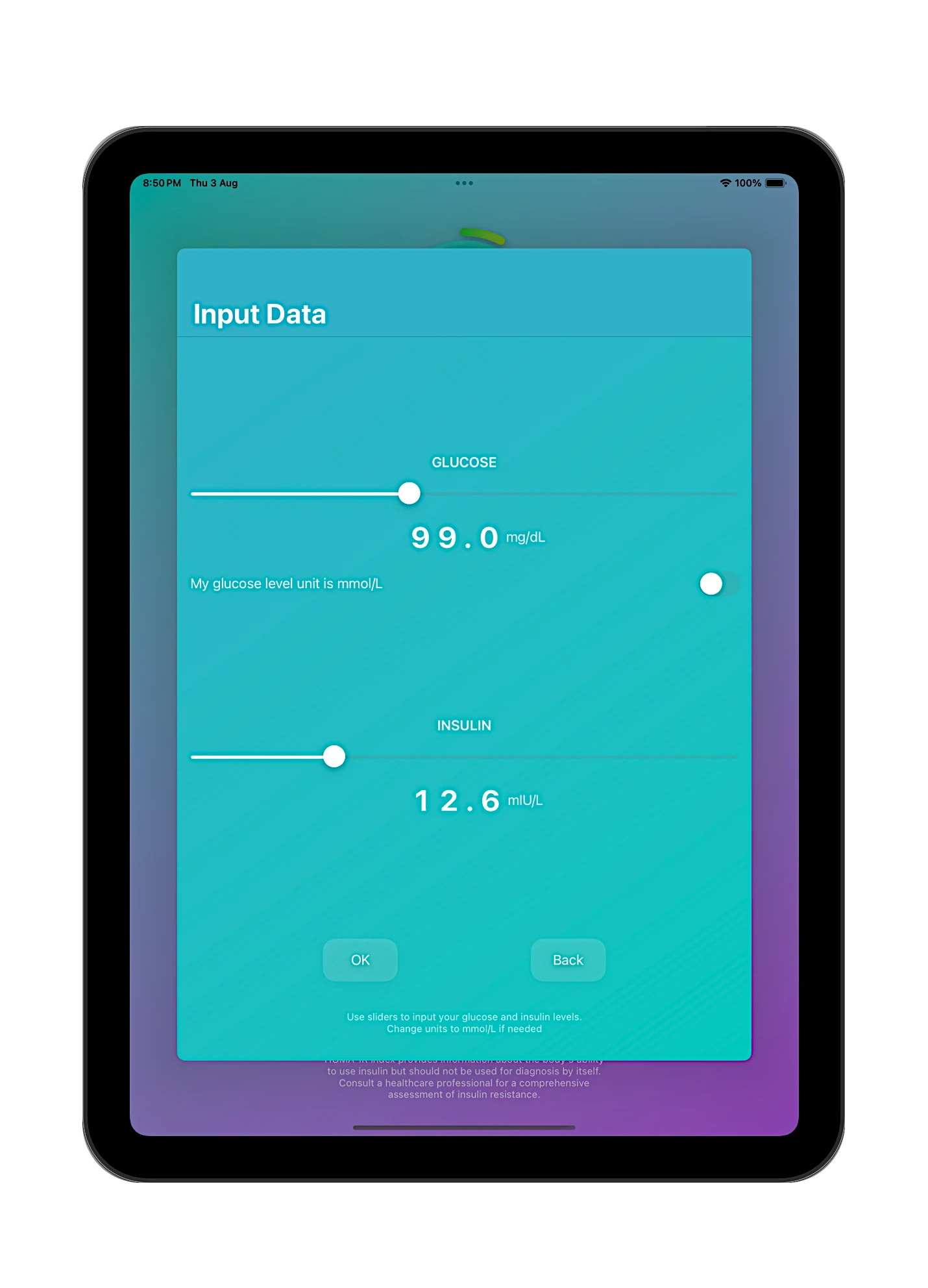 Ipad running HOMA-IR
