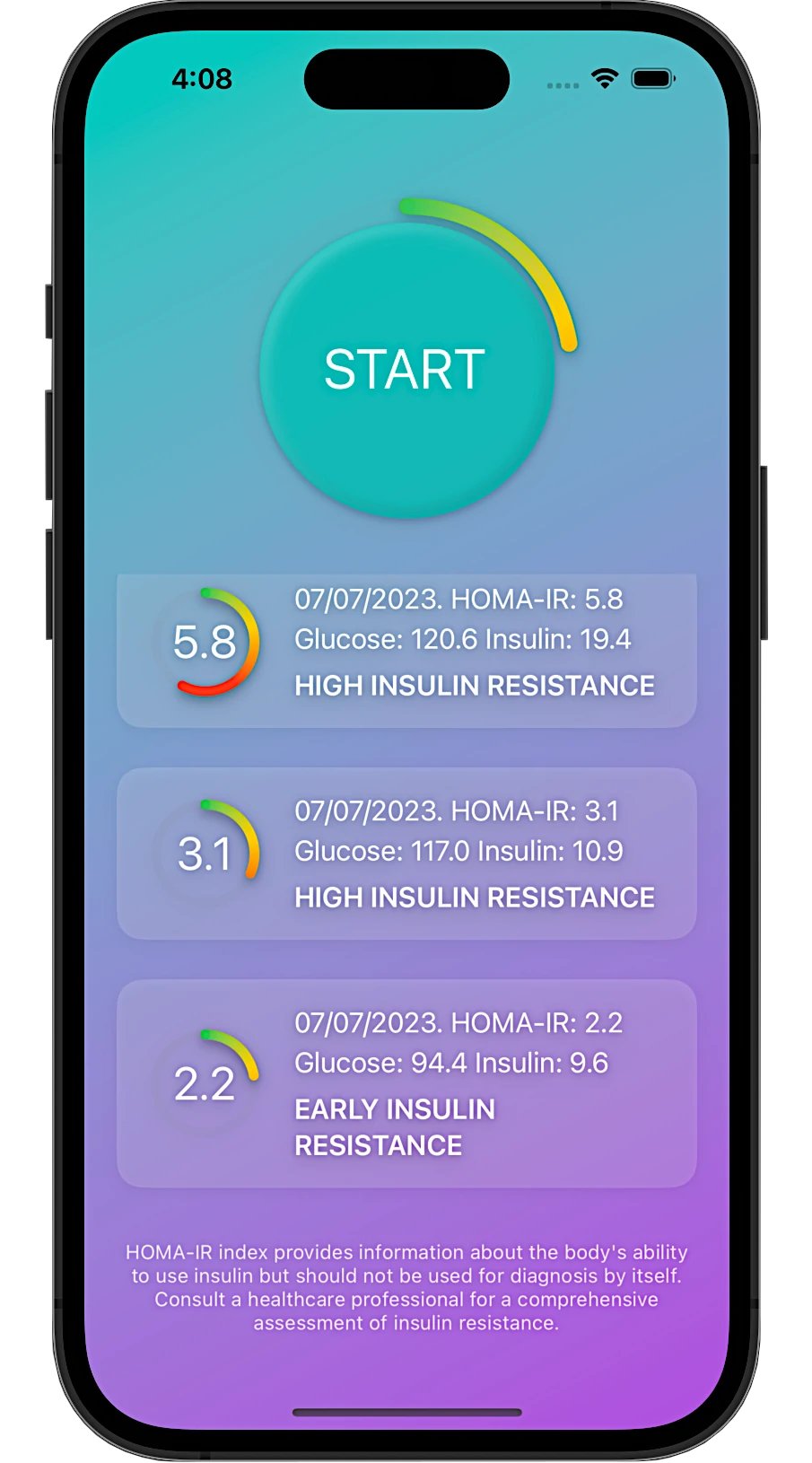 Iphone running HOMA-IR